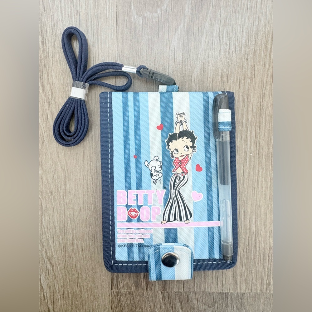 Betty Boop Blue Notepad Wallet with Strap Vintage